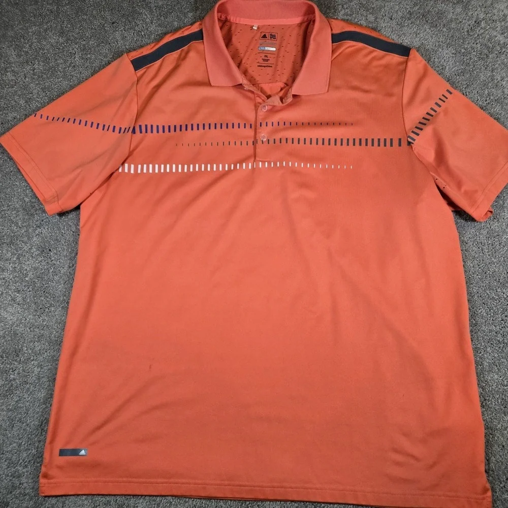 Adidas Men's Golf Polo Pure Motion Coolmax Orange Shirt Mens 2XL Polo